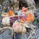 Decoración de otoño calabazas de patchwork