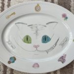 Vajilla de postre Picas pintada a mano en porcelana