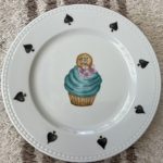 Vajilla de postre Picas pintada a mano en porcelana Pastel